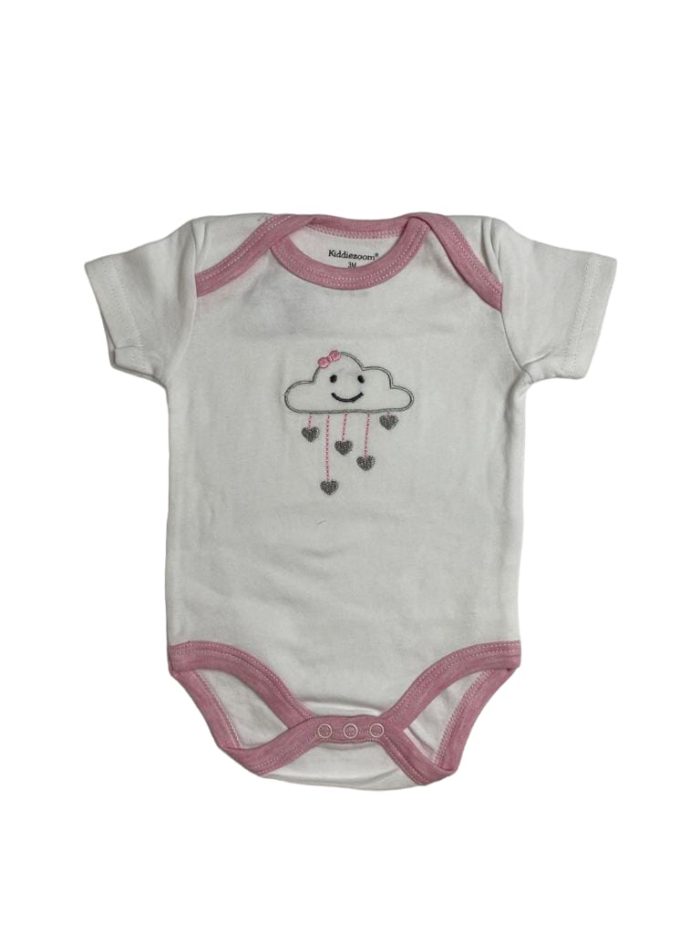 Body manga corta - blanco con nube y corazones colgando