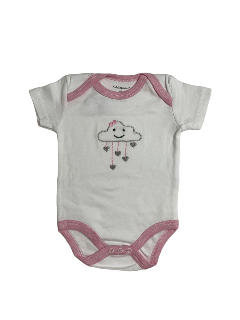 Body manga corta - blanco con nube y corazones colgando